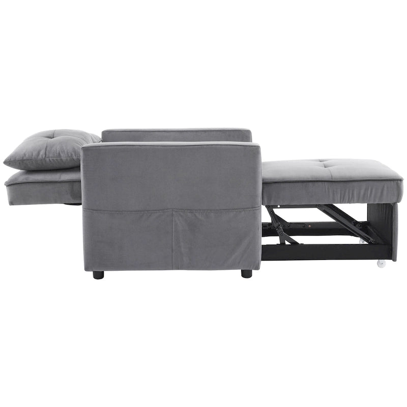 Convertible Sleeper Sofa Chair Bed with Adjustable Backrest and Built-In Pillow