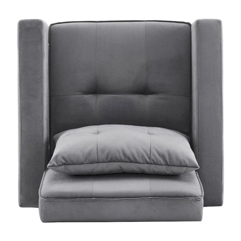 Convertible Sleeper Sofa Chair Bed with Adjustable Backrest and Built-In Pillow
