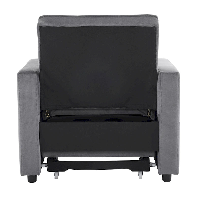 Convertible Sleeper Sofa Chair Bed with Adjustable Backrest and Built-In Pillow