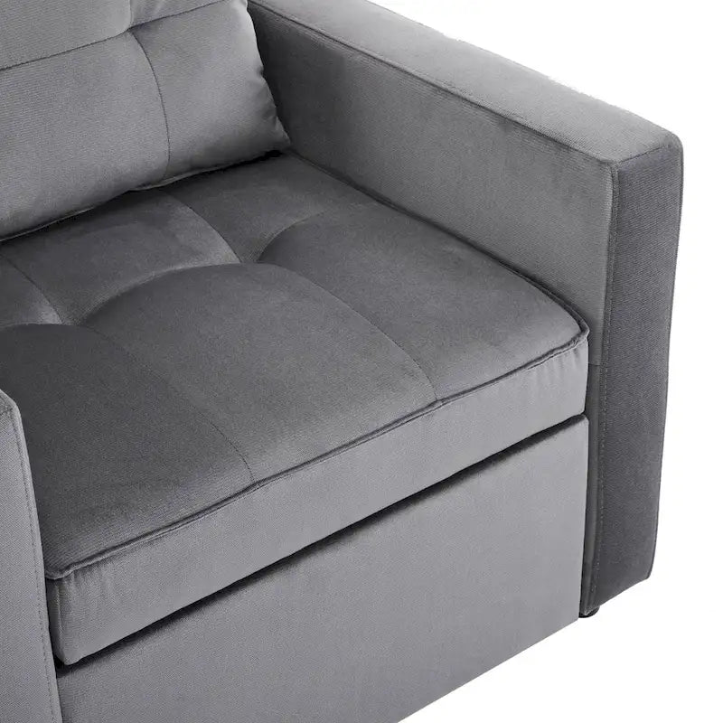 Convertible Sleeper Sofa Chair Bed with Adjustable Backrest and Built-In Pillow
