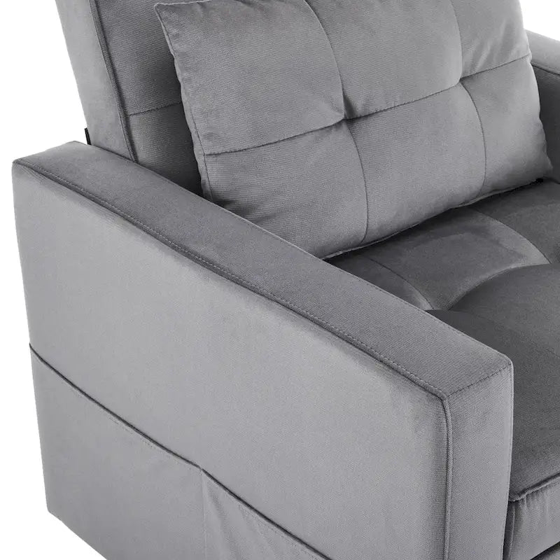 Convertible Sleeper Sofa Chair Bed with Adjustable Backrest and Built-In Pillow