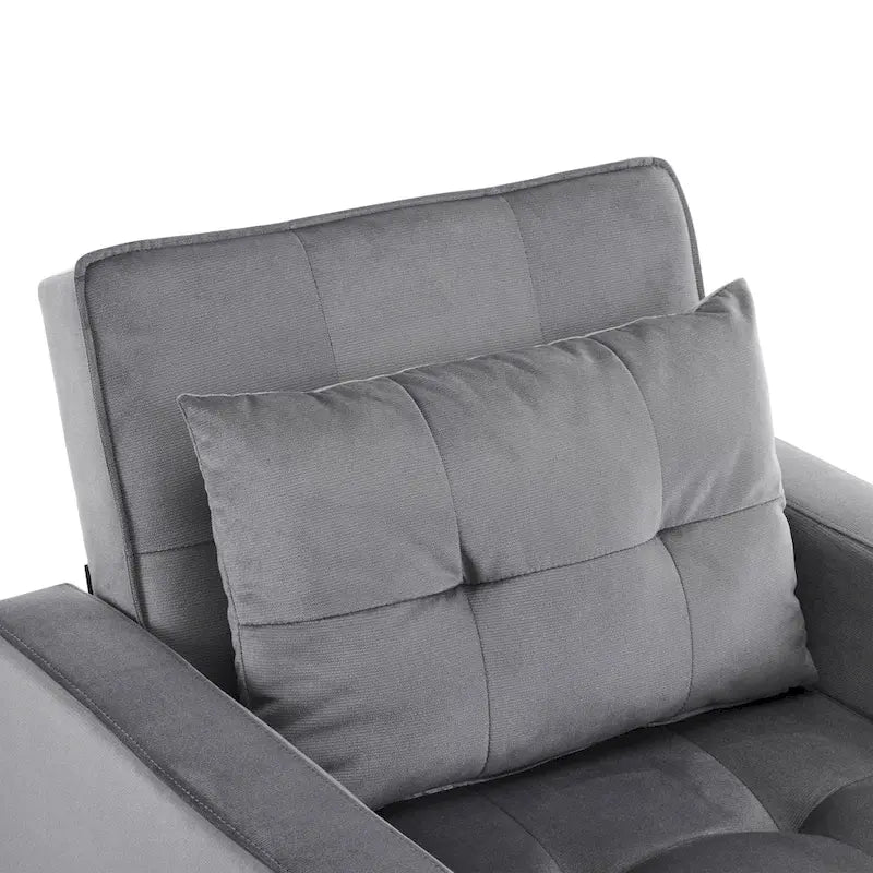 Convertible Sleeper Sofa Chair Bed with Adjustable Backrest and Built-In Pillow