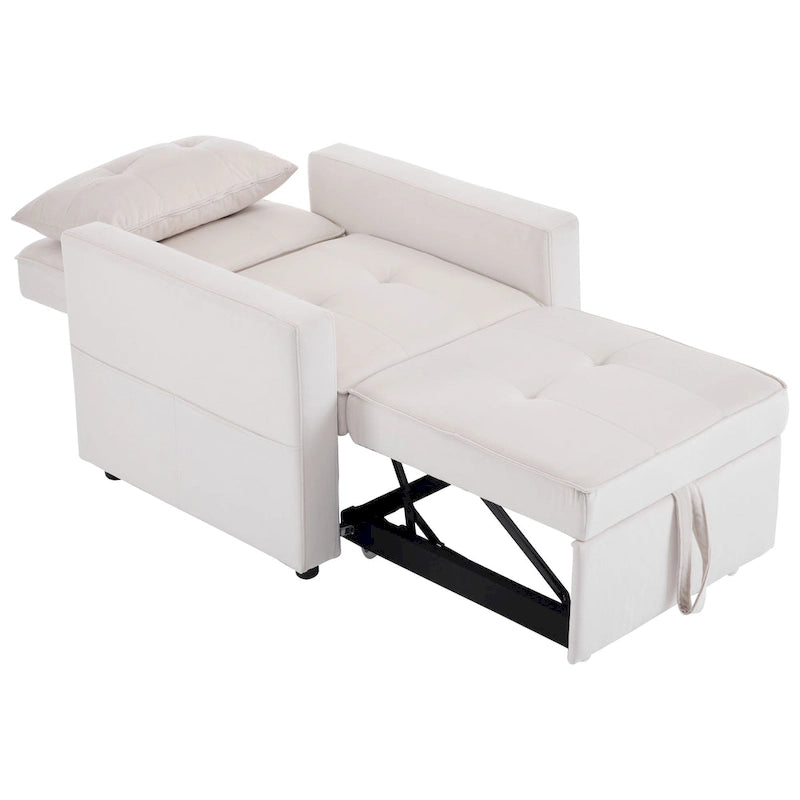 Convertible Sleeper Sofa Chair Bed with Adjustable Backrest and Built-In Pillow