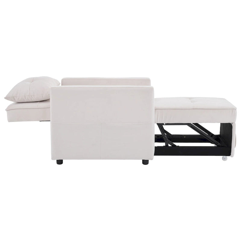 Convertible Sleeper Sofa Chair Bed with Adjustable Backrest and Built-In Pillow
