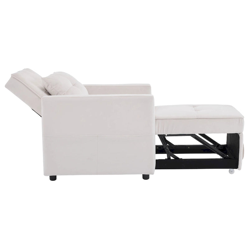 Convertible Sleeper Sofa Chair Bed with Adjustable Backrest and Built-In Pillow