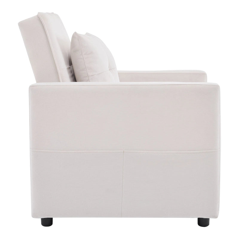 Convertible Sleeper Sofa Chair Bed with Adjustable Backrest and Built-In Pillow