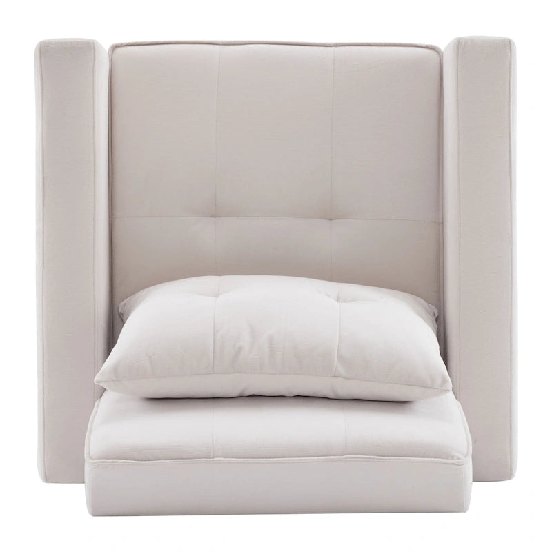 Convertible Sleeper Sofa Chair Bed with Adjustable Backrest and Built-In Pillow