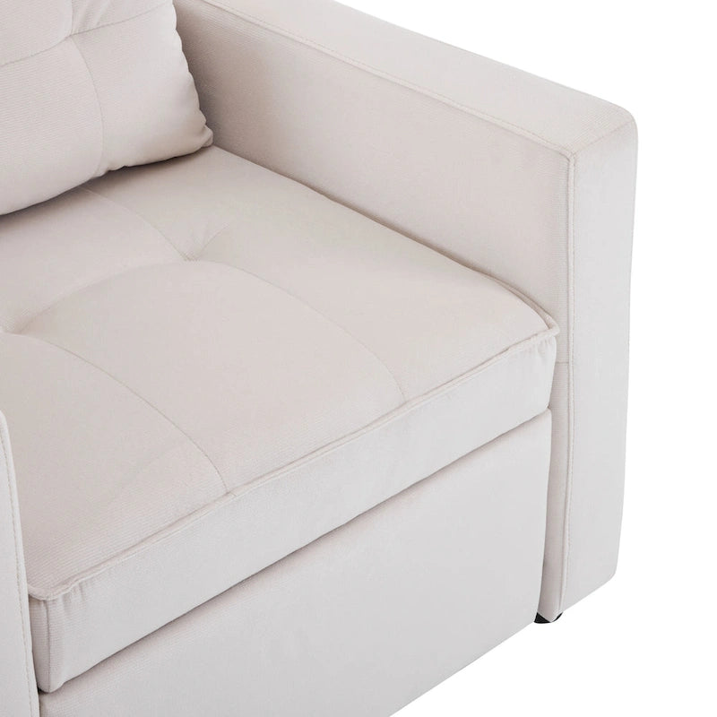 Convertible Sleeper Sofa Chair Bed with Adjustable Backrest and Built-In Pillow