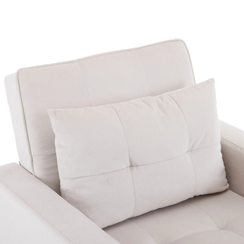 Convertible Sleeper Sofa Chair Bed with Adjustable Backrest and Built-In Pillow