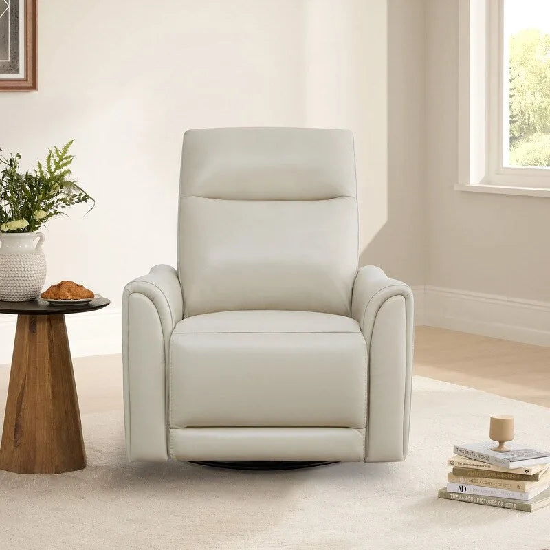 Power Swivel Genuine Leather Recliner Chair Nursery Glider