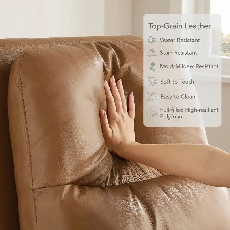 Power Swivel Genuine Leather Recliner Chair Nursery Glider