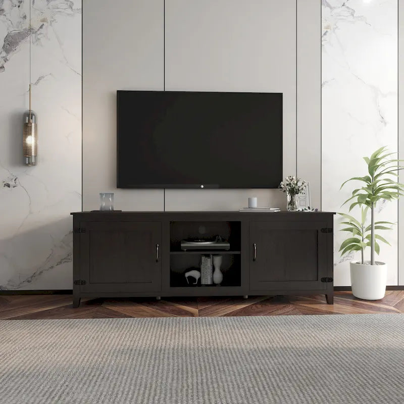 70 TV Stand with Doors & Open Storage for TVs Up to 60