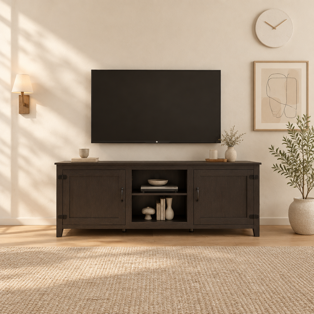 70 TV Stand with Doors & Open Storage for TVs Up to 60