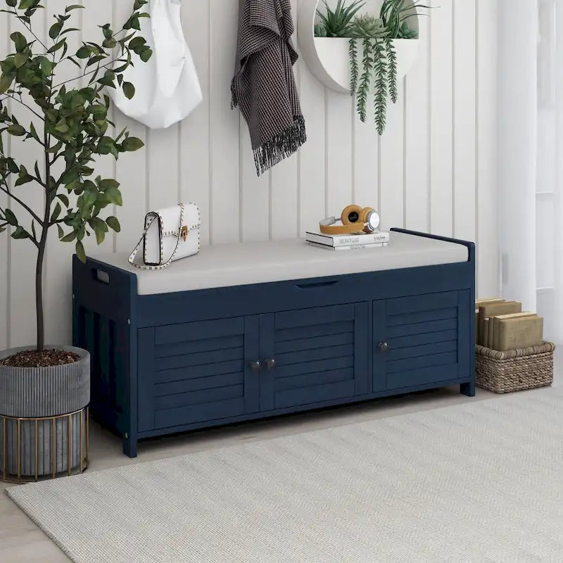 Storage Bench with 3 Shutter-shaped Doors