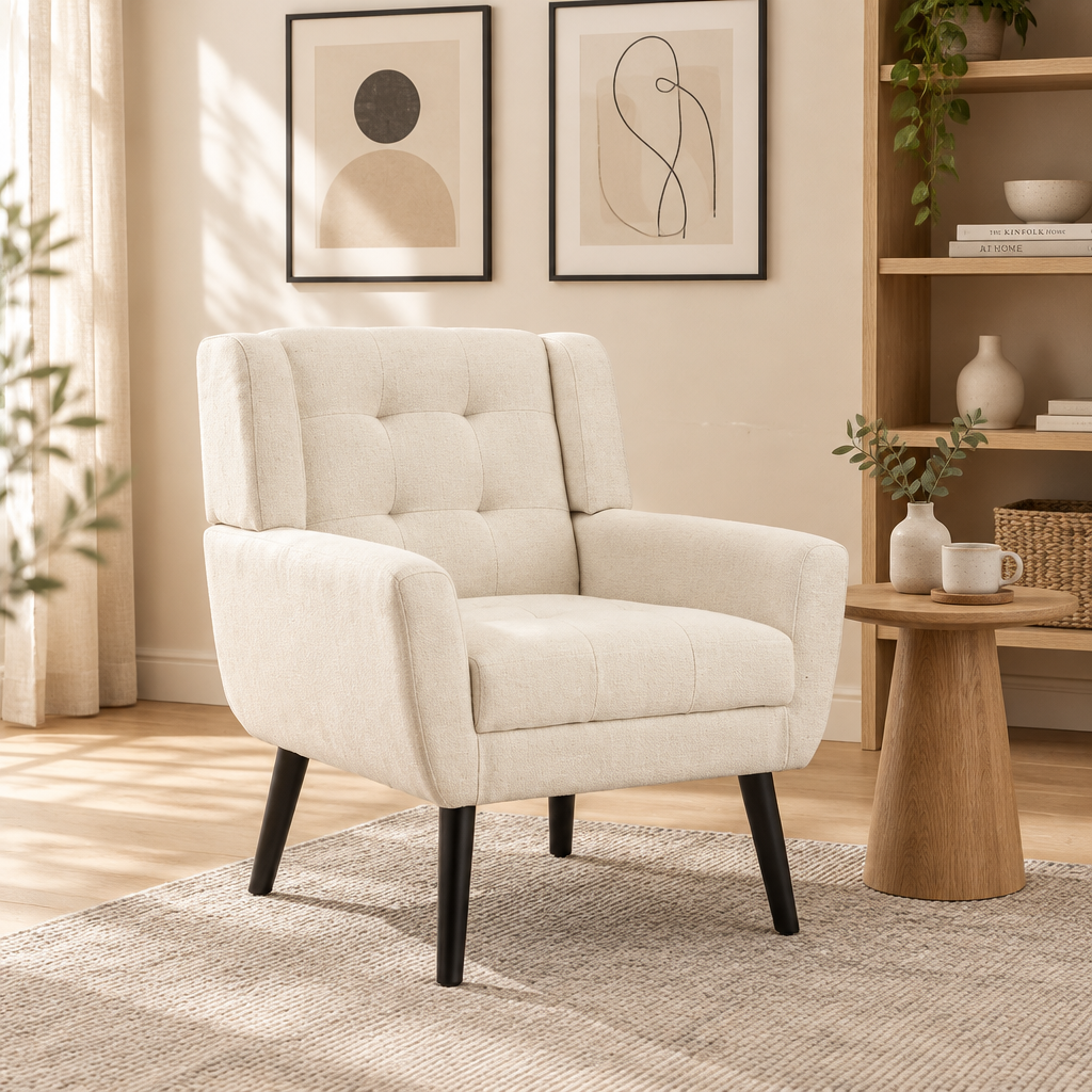 Modern Ergonomic Accent Chair with Black Legs for Indoor Home Use
