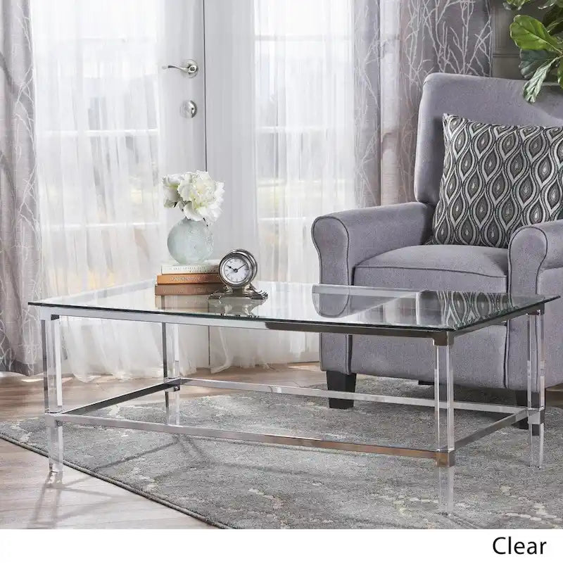 Modern Rectangle Glass Coffee Table - 26L x 48W x 18H