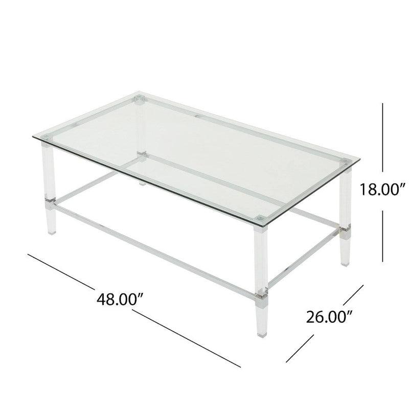 Moderne rechthoekige glazen salontafel - 26L x 48W x 18H
