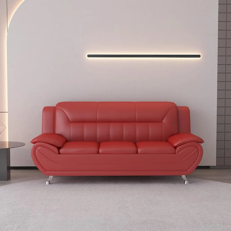 79.2 Faux Leather Pillow Top Arm Sofa