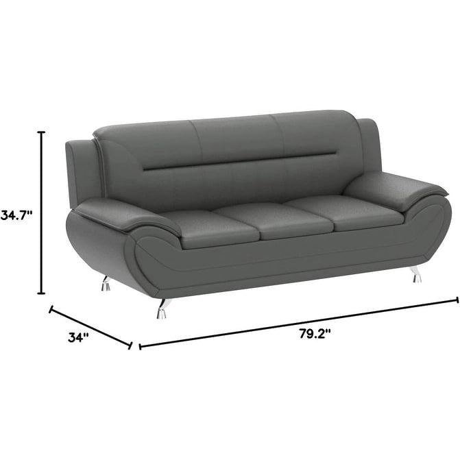 Sofa mit Armlehnen, 79.2 Zoll, aus Kunstleder mit Pillow-Top-Polsterung