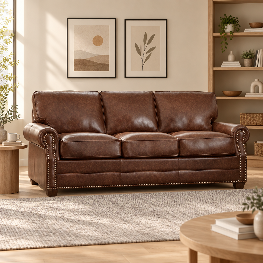 Top Grain Leather Sofa Bed