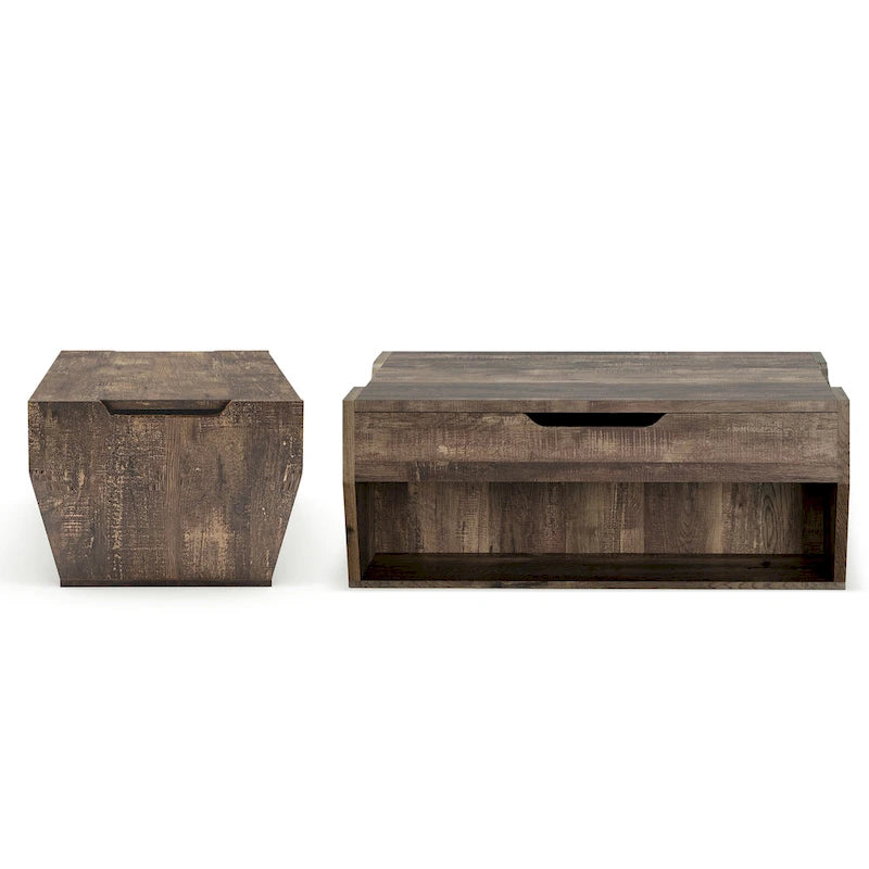 Rustic Oak Lift-Top 42 Storage Coffee Table