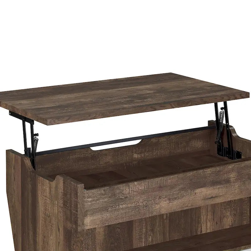 Rustic Oak Lift-Top 42 Storage Coffee Table