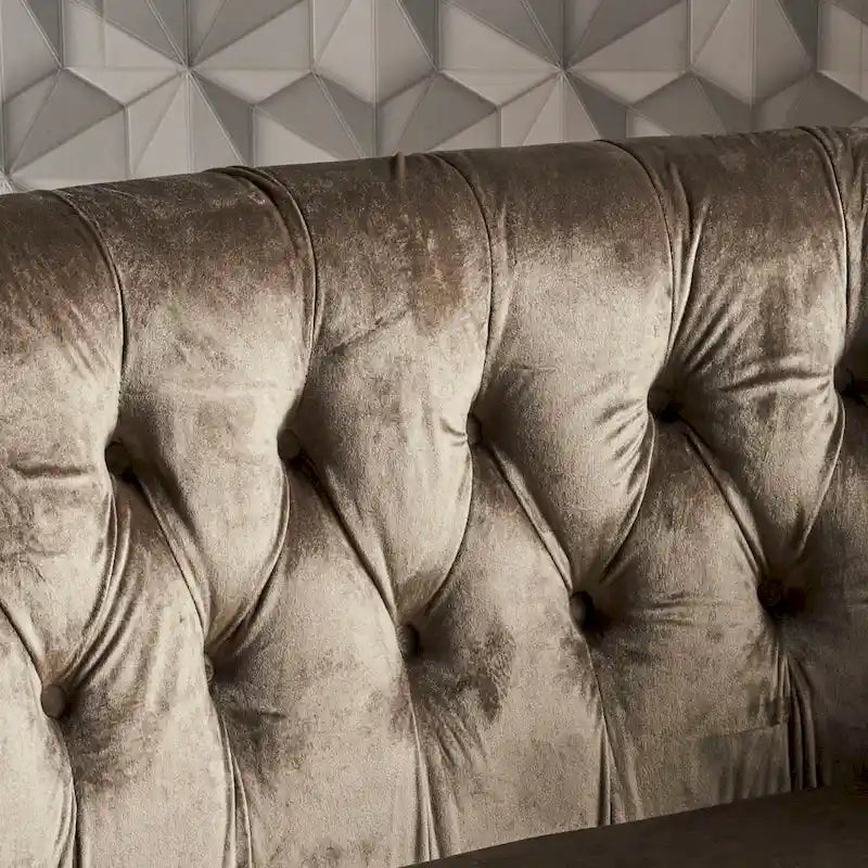 Velvet Tufted Scroll Arm Loveseat