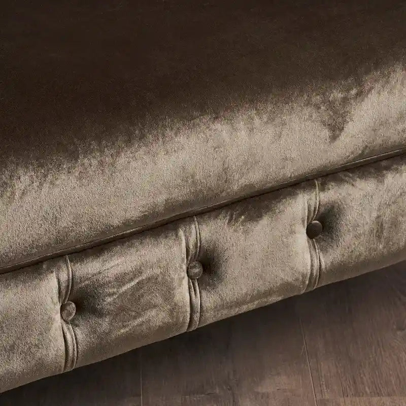 Velvet Tufted Scroll Arm Loveseat