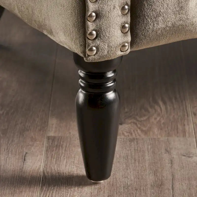 Samt-Loveseat mit Knopfsteppung und geschwungenen Armlehnen
