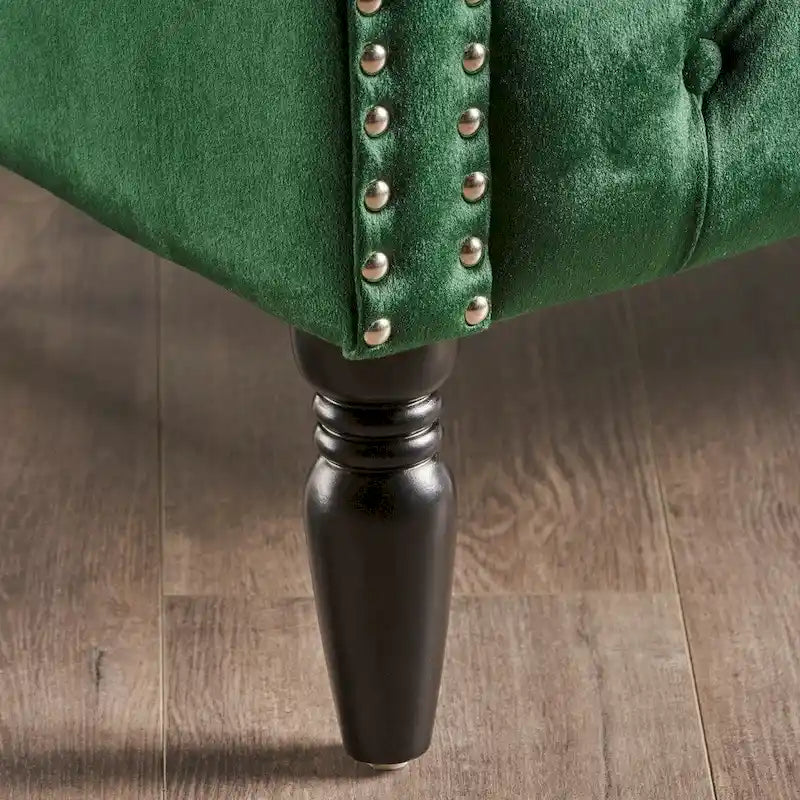 Samt-Loveseat mit Knopfsteppung und geschwungenen Armlehnen