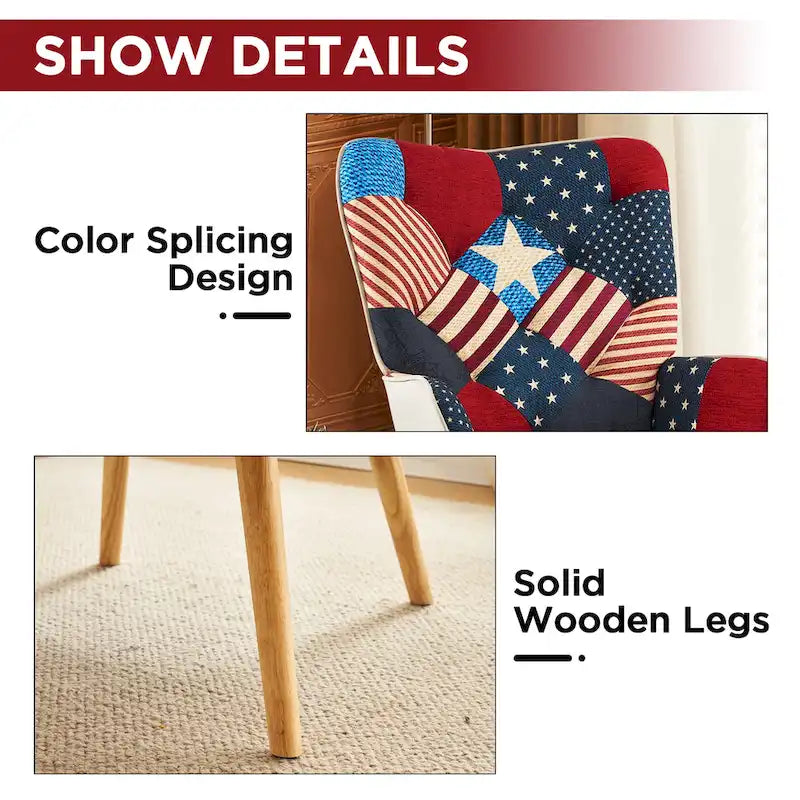 Linen Upholstered Modern Armchair Accent Chair with Wood Legs