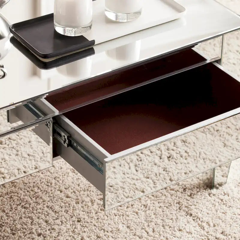 Contemporary Mirrored Rectangular Coffee Table
