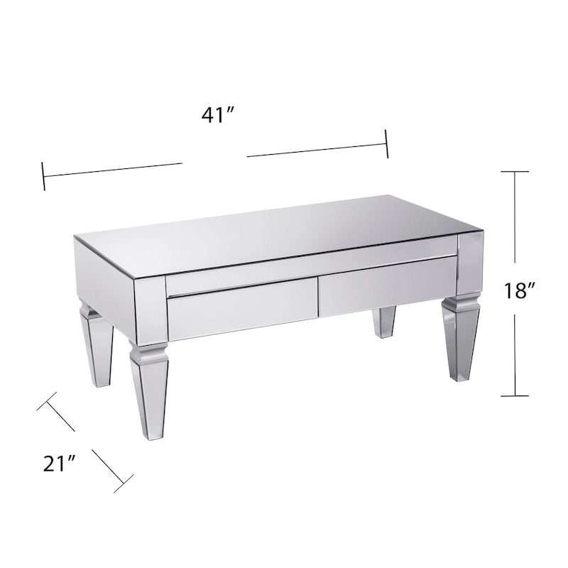 Contemporary Mirrored Rectangular Coffee Table