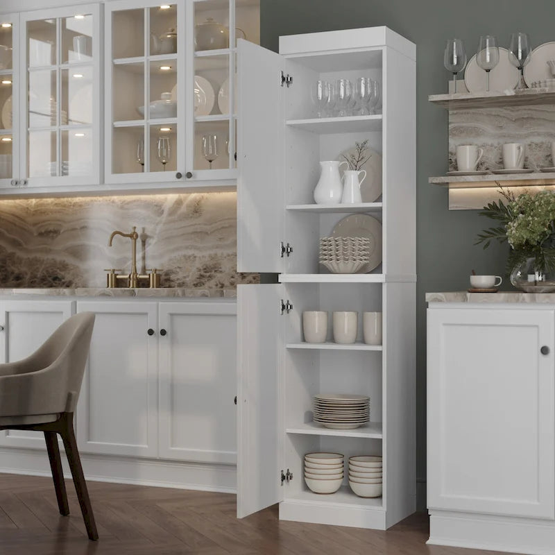 100% Solid Wood 16.5 Kitchen Pantry Cabinet with Doors
