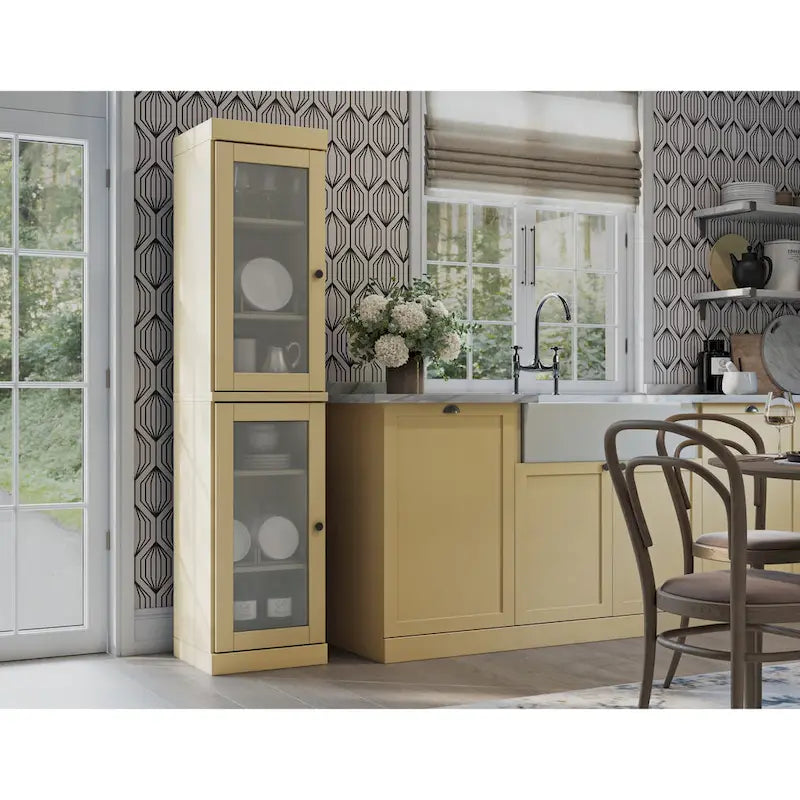 100% Solid Wood 16.5 Kitchen Pantry Cabinet with Doors