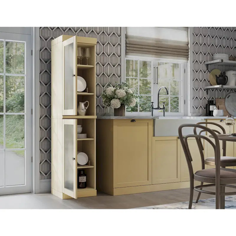 100% Solid Wood 16.5 Kitchen Pantry Cabinet with Doors
