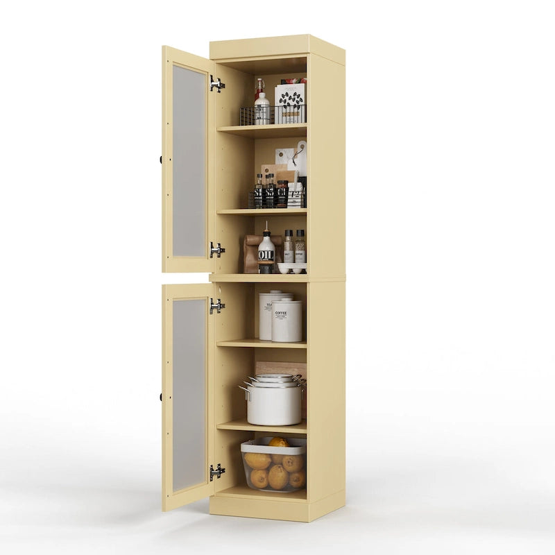 100% Solid Wood 16.5 Kitchen Pantry Cabinet with Doors