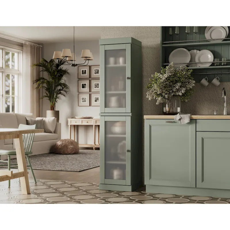 100% Solid Wood 16.5 Kitchen Pantry Cabinet with Doors