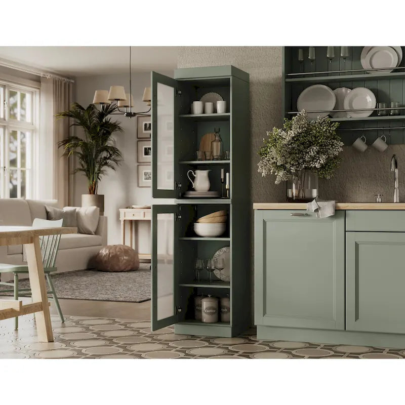 100% Solid Wood 16.5 Kitchen Pantry Cabinet with Doors
