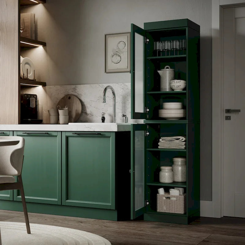 100% Solid Wood 16.5 Kitchen Pantry Cabinet with Doors
