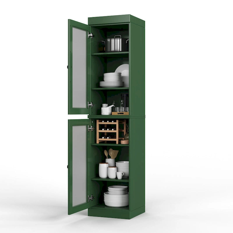 100% Solid Wood 16.5 Kitchen Pantry Cabinet with Doors