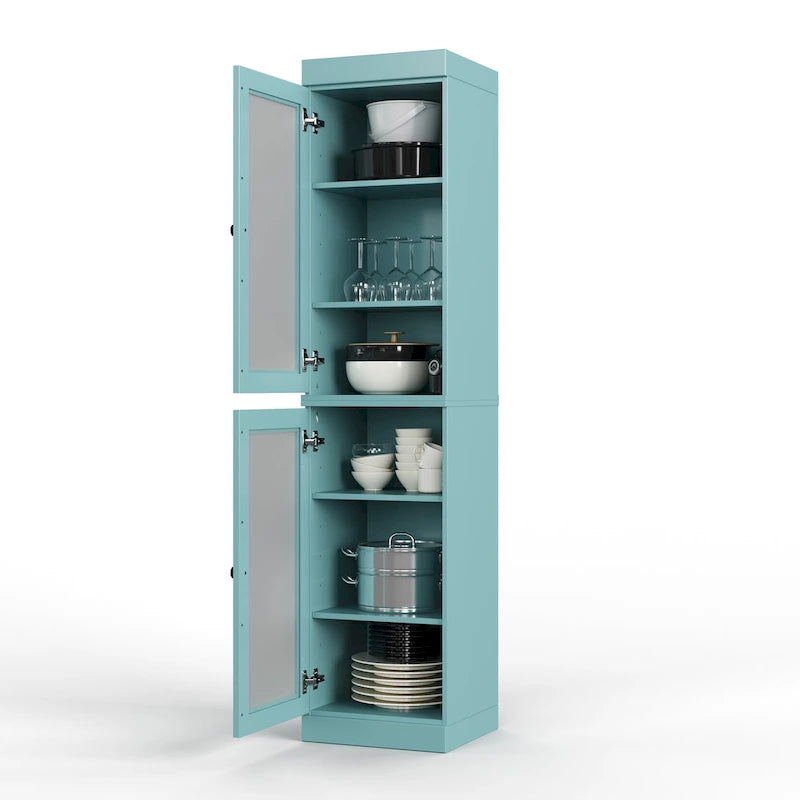 100% Solid Wood 16.5 Kitchen Pantry Cabinet with Doors