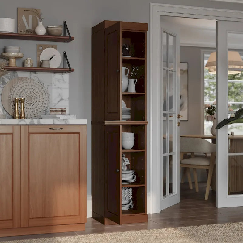100% Solid Wood 16.5 Kitchen Pantry Cabinet with Doors