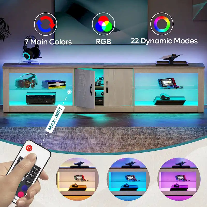 Meuble TV LED et centre multimédia pour téléviseurs jusqu’à 85 avec deux meubles de rangement - 80 pouces