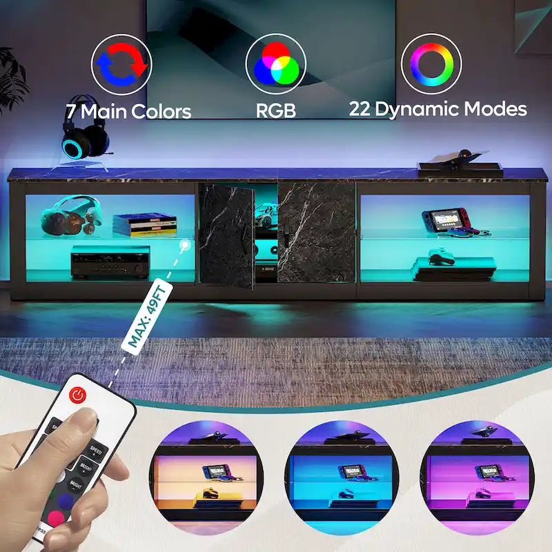 Meuble TV LED et centre multimédia pour téléviseurs jusqu’à 85 avec deux meubles de rangement - 80 pouces