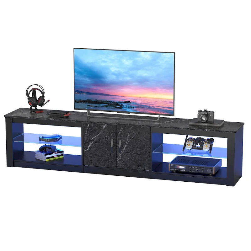 Meuble TV LED et centre multimédia pour téléviseurs jusqu’à 85 avec deux meubles de rangement - 80 pouces
