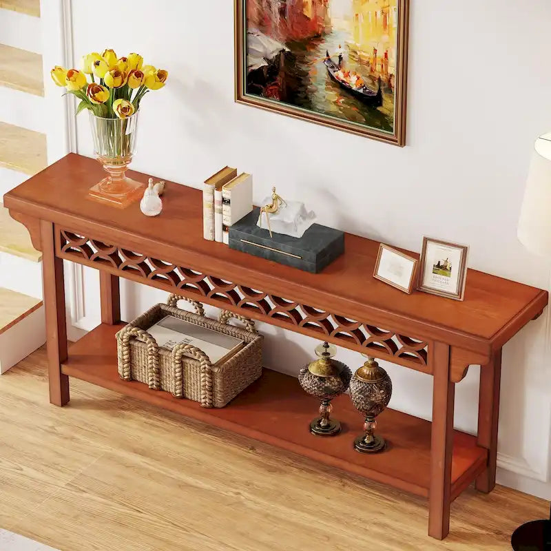 Solid Wood Sofa Table Narrow Long for Living Room Entryway