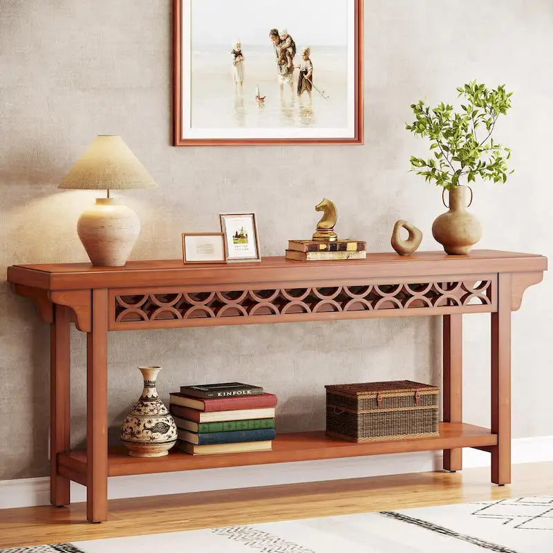 Solid Wood Sofa Table Narrow Long for Living Room Entryway