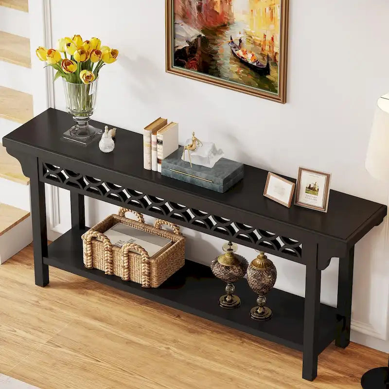 Solid Wood Sofa Table Narrow Long for Living Room Entryway