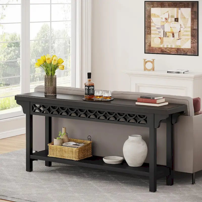 Solid Wood Sofa Table Narrow Long for Living Room Entryway